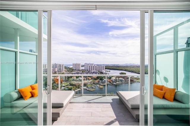 balcony with a water view