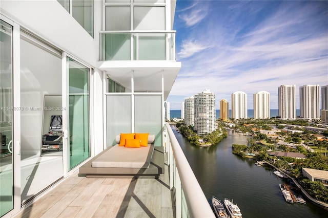 balcony with a water view