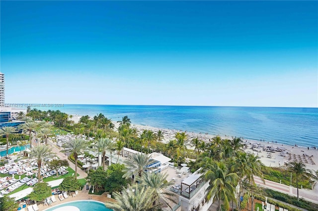 property view of water with a beach view