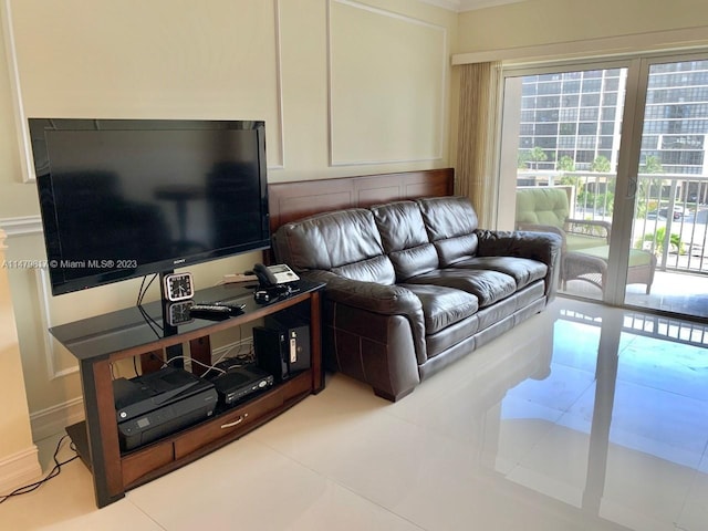 view of tiled living room