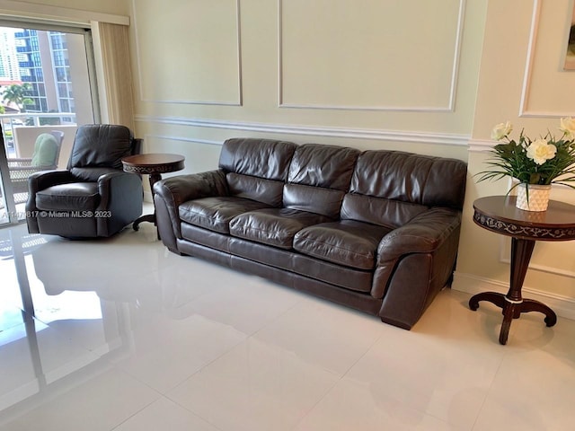 view of tiled living room