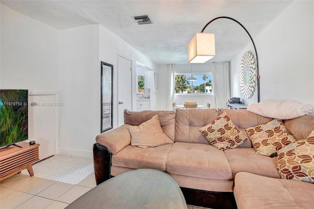 view of tiled living room