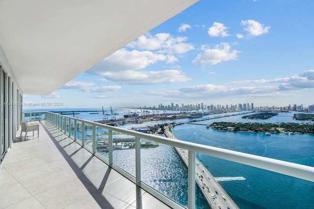 balcony with a water view