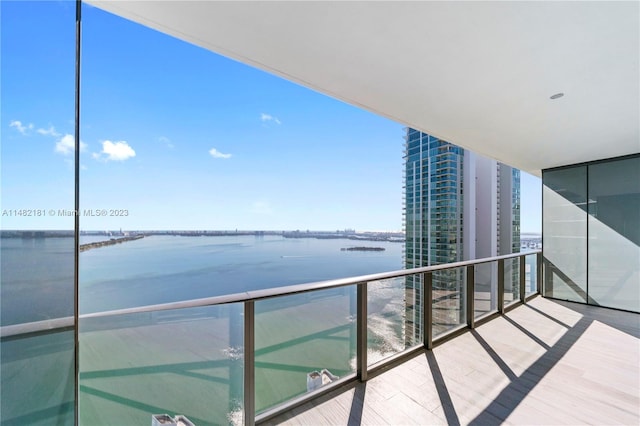 balcony with a water view