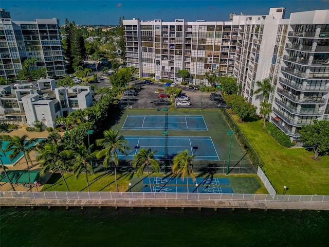 exterior space with a water view