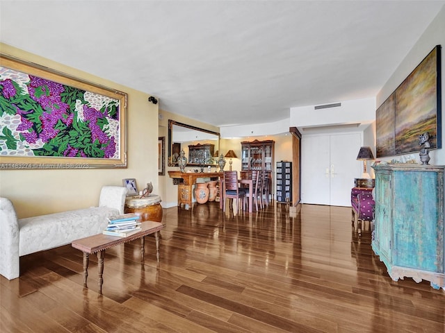 living room with hardwood / wood-style flooring