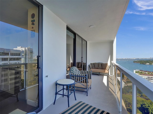 balcony with a water view