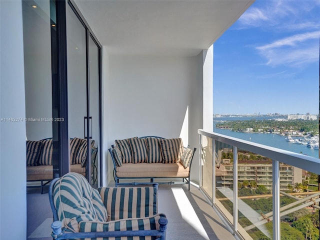 balcony with a water view