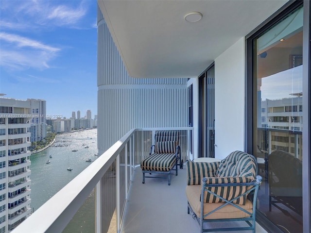 balcony with a water view