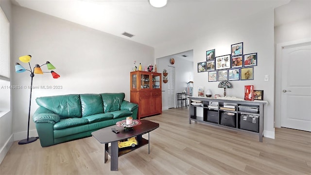 living room featuring light wood-type flooring