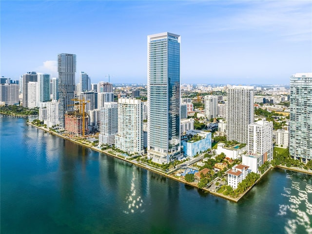 view of city with a water view