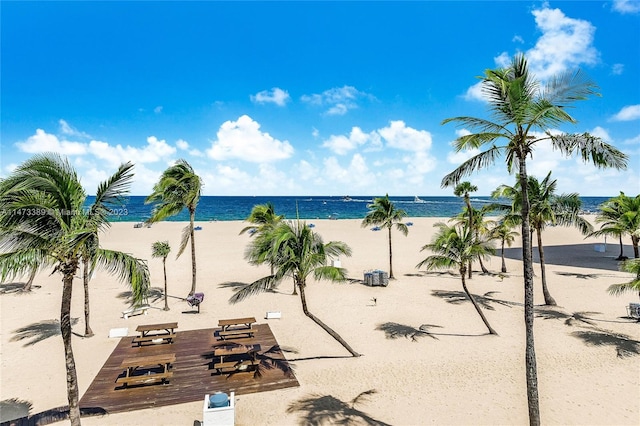 property view of water with a beach view