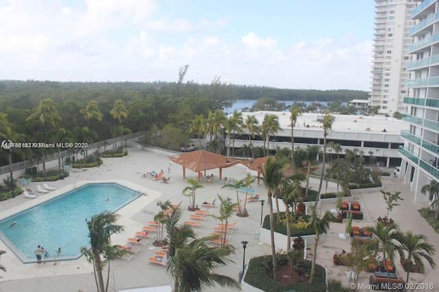 view of pool featuring a patio