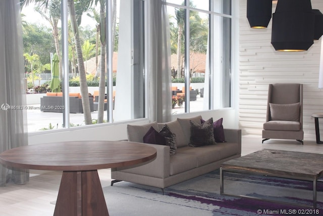 living room featuring light wood-type flooring