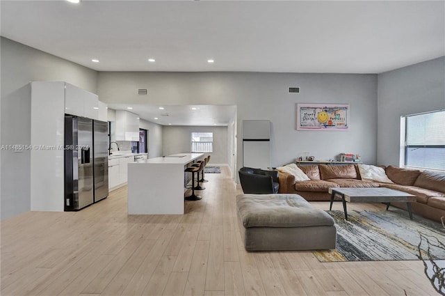 living room featuring light hardwood / wood-style flooring