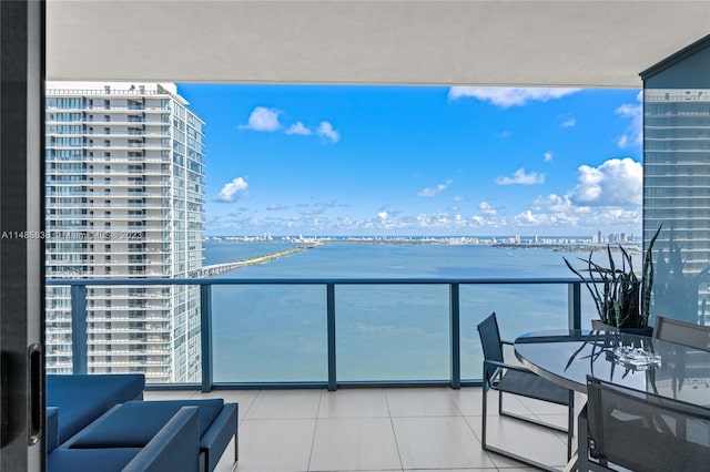 balcony with a water view