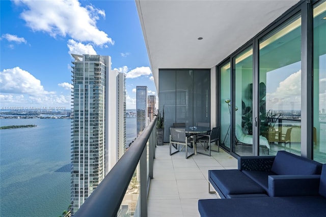 balcony with a water view