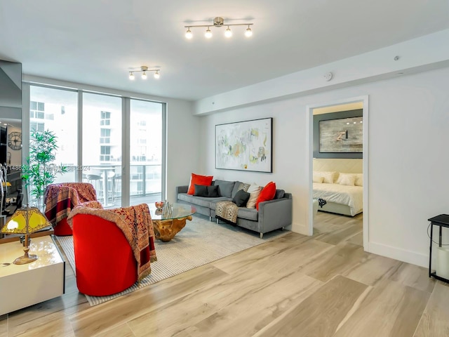 living room featuring light hardwood / wood-style floors