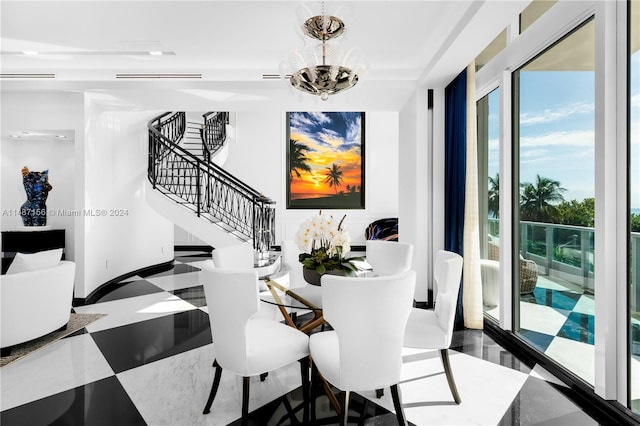 dining area with a chandelier