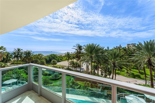 balcony with a water view