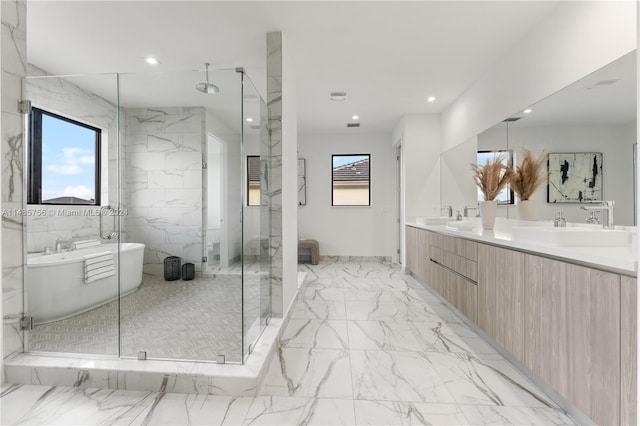 10455 SW 57th Ct, Cooper City, FL 33328 - bathroom with plenty of natural light, tile flooring, and shower with separate bathtub