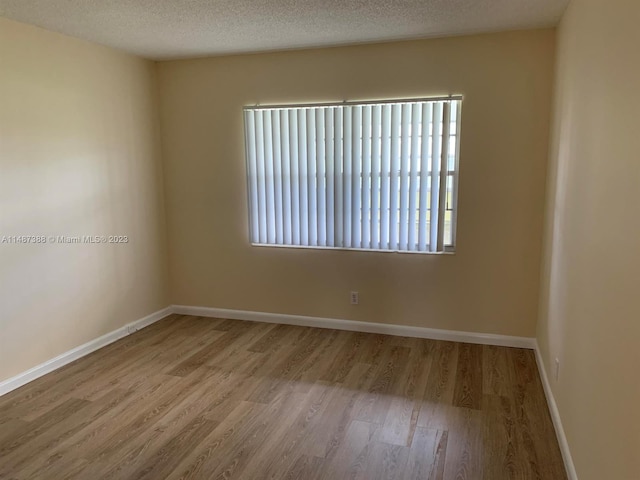 empty room featuring plenty of natural light, a textured ceiling, and light hardwood / wood-style flooring