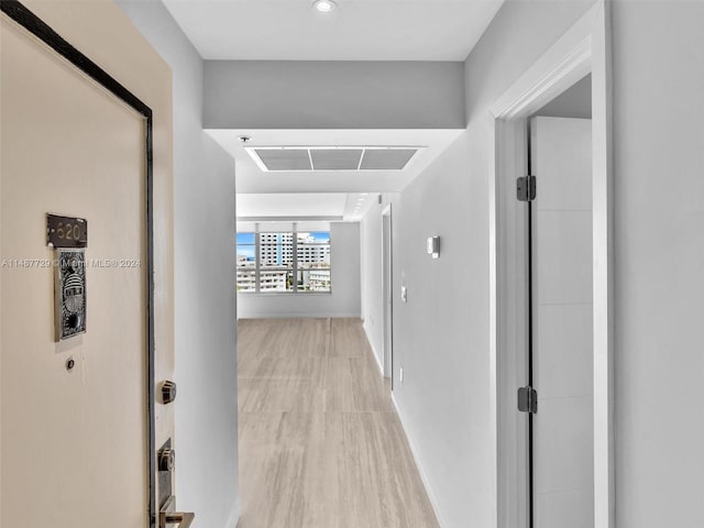 hall featuring light hardwood / wood-style floors