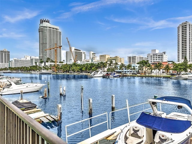 view of dock featuring a water view