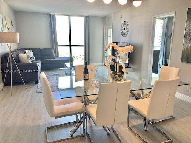 dining space featuring light hardwood / wood-style floors