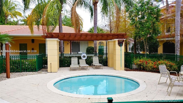 view of swimming pool with a patio