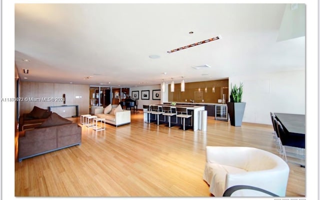 living room with light wood-type flooring