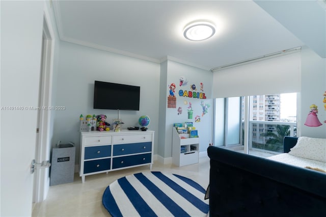 bedroom featuring ornamental molding