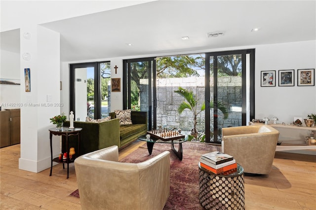 interior space with light hardwood / wood-style floors