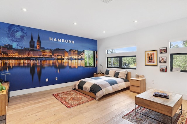 bedroom featuring light wood-type flooring