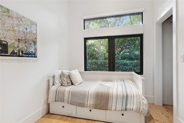 bedroom featuring light hardwood / wood-style flooring