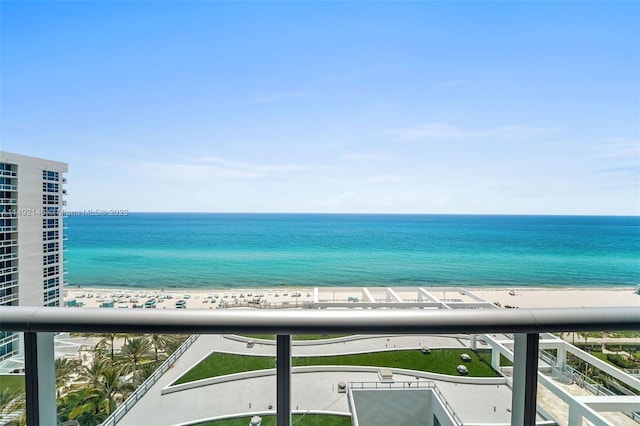 property view of water featuring a view of the beach