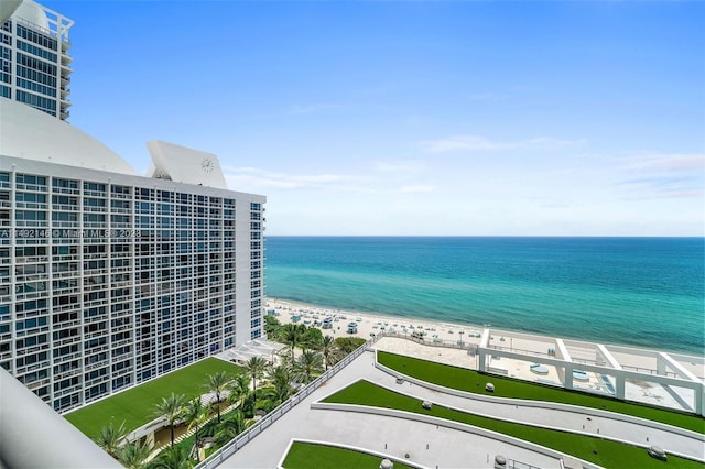 view of water feature with a view of the beach