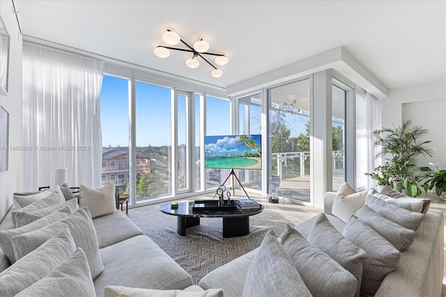 living room featuring a wealth of natural light