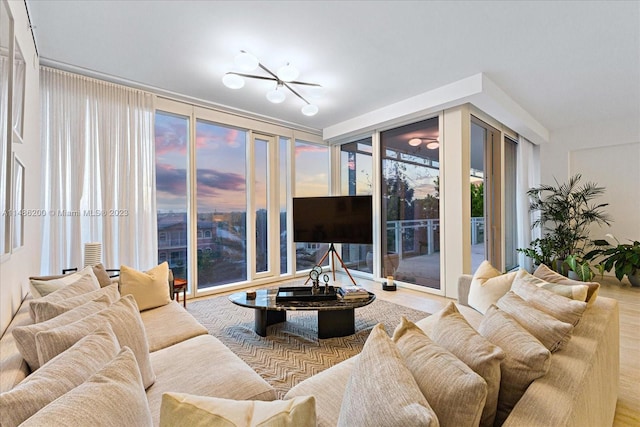 living room featuring light hardwood / wood-style flooring