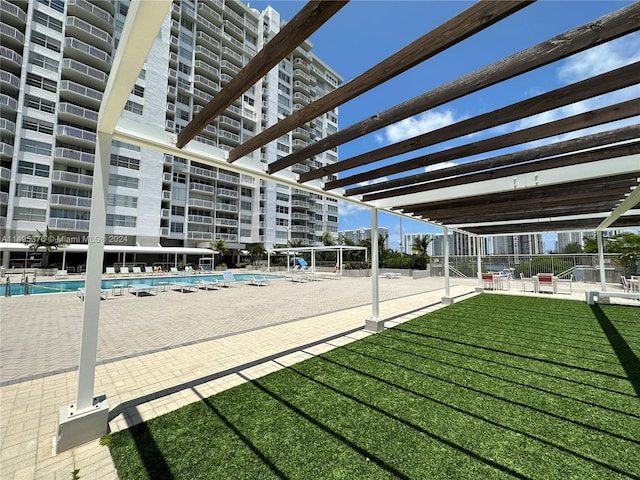 view of pool featuring a patio area