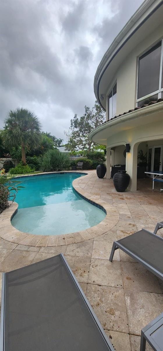 view of swimming pool featuring a patio area