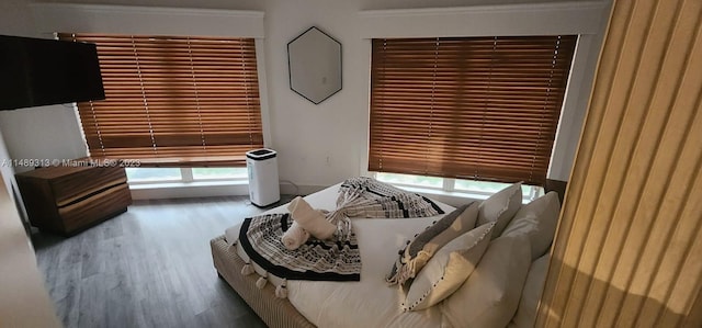 bedroom featuring dark hardwood / wood-style flooring