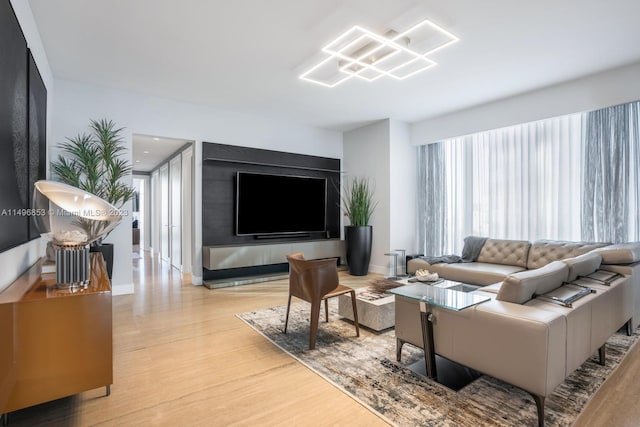 living room featuring light hardwood / wood-style flooring