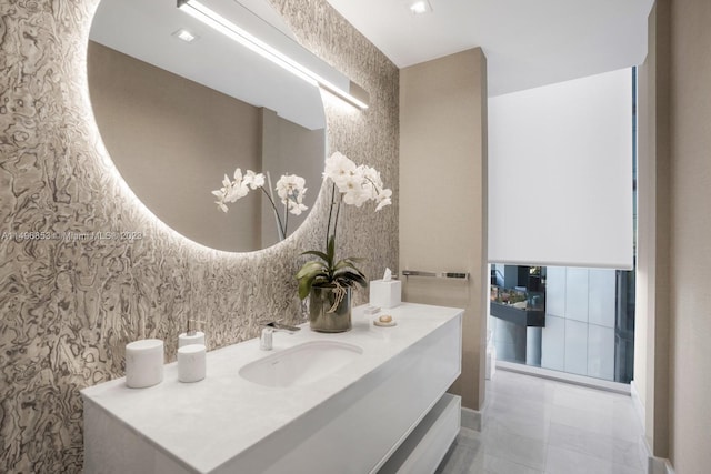 bathroom featuring vanity and tile patterned floors