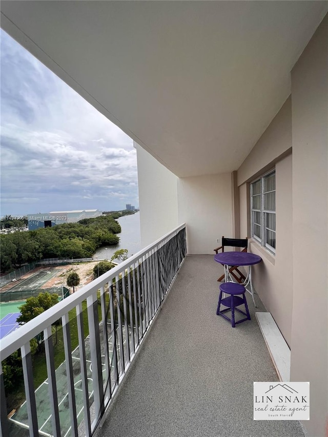 balcony with a water view