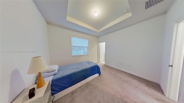 bedroom with a raised ceiling