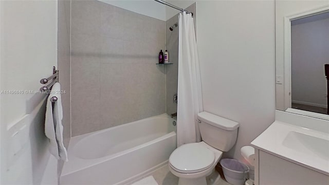 full bathroom featuring vanity, toilet, and shower / bath combo with shower curtain