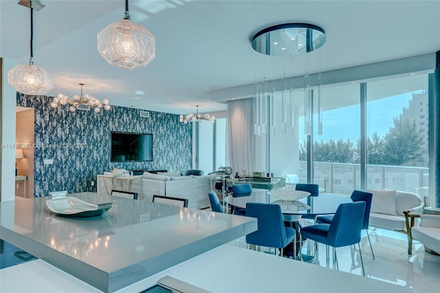 dining area with a chandelier