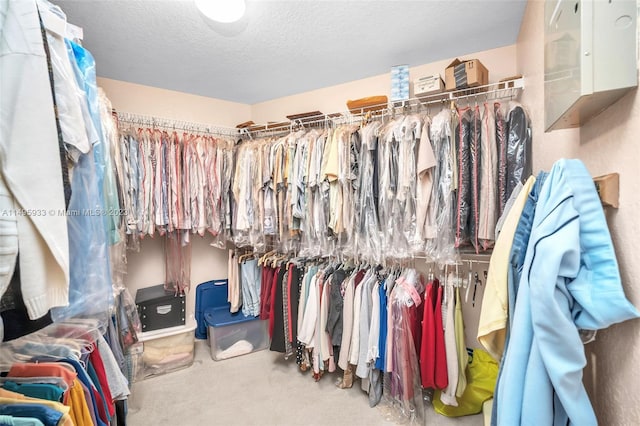 walk in closet featuring carpet