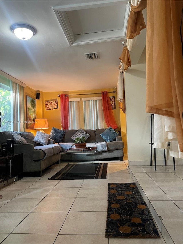 view of tiled living room